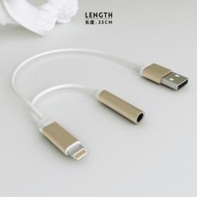 Adapter Lightning ke 3.5mm Headphone + USB Male for iPhone 7/8/X - Black - 2