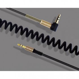 Kabel AUX Jack 3.5mm HiFi Spring Type L - 161218 - Black - 3