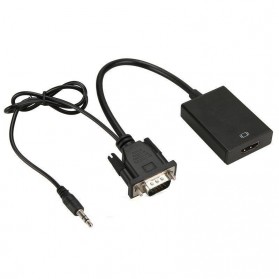 Kabel Adapter Converter VGA Male ke HDMI 1080P dengan Audio - Black - 1