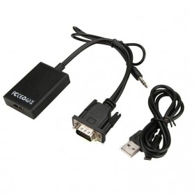Kabel Adapter Converter VGA Male ke HDMI 1080P dengan Audio - Black - 2