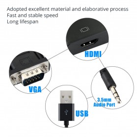 Kabel Adapter Converter VGA Male ke HDMI 1080P dengan Audio - Black - 4