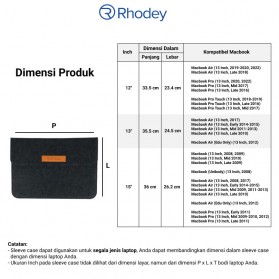 Rhodey Sleeve Case Laptop Macbook 15 Inch with Pouch - AK01 - Dark Gray - 7