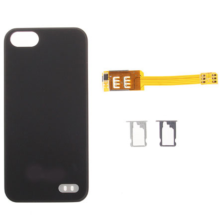 Dual Sim Adapter With Case For Iphone 5 5s Black