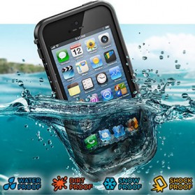 Casing Waterproof Ultra-slim untuk iPhone 5/5S/SE - Black - 1