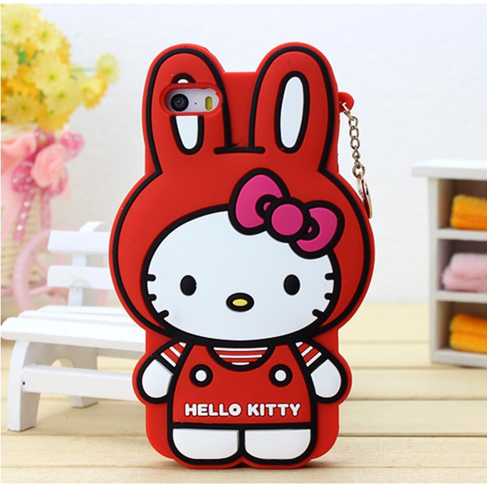 Cute Hello Kitty TPU Case for iPhone 5/5s - Red 