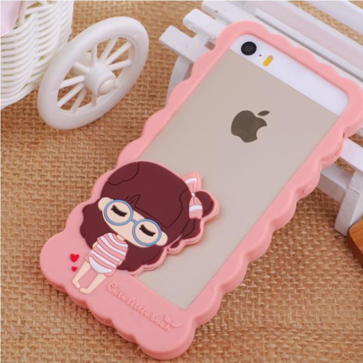 Cute Little Girl TPU Case for iPhone 5/5s/SE - Black 