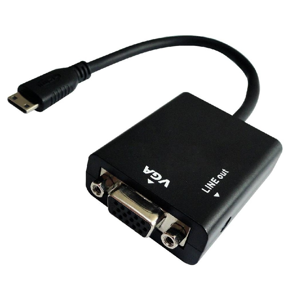 Adapter Mini HDMI to Female VGA with Audio - Black 