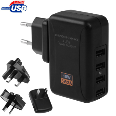 Thunder Traveler Charger 4 USB Port 5V 2A with 4 
