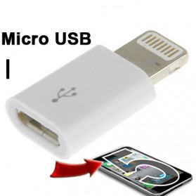 Micro USB Female to Lightning 8 Pin Adapter for iPhone - White - 1