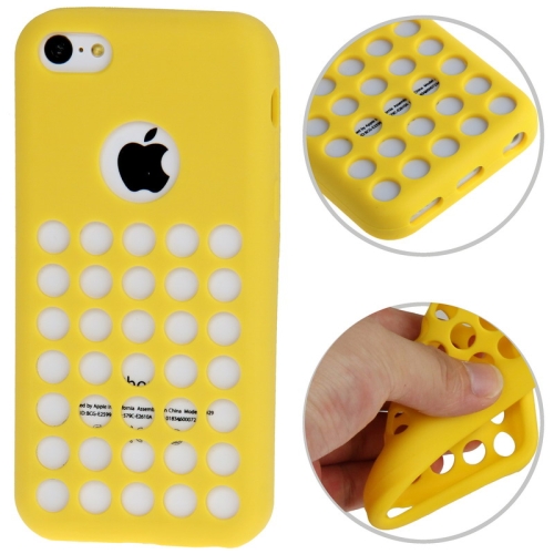 Hollow Dot TPU Case for iPhone 5C - Yellow 