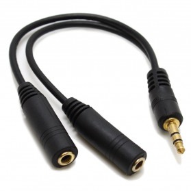 Kabel Audio Splitter HiFi 3.5mm to 2 x 3.5mm for iPhone 4 & 4S - Black - 1