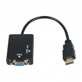 Taffware Kabel Adapter HDMI ke VGA Female Dengan Port Audio - HD008 - Black