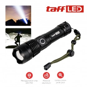 TaffLED Senter LED Long Range Zoom USB Rechargeable P50 - TG-S191 - Black