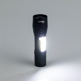 TaffLED Senter LED Mini Battery Rechargeable Q5 dan COB 300 Lumens - 7098 - Black - 7