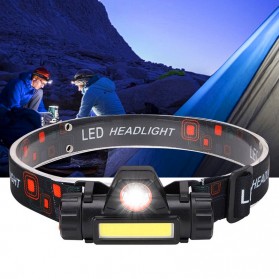 TaffLED Senter Kepala LED Headlight Flashlight USB Rechargeable Q5 + COB - LE022 - Black