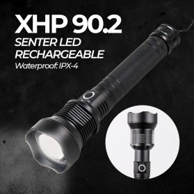 XLAMP Senter LED Flashlight USB Rechargeable  XHP90.2 - JHS522X - Black