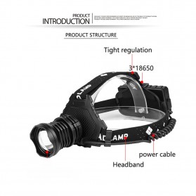 Litwod Senter Headlamp LED XHP70 1000 Lumens - P70 - Black - 5