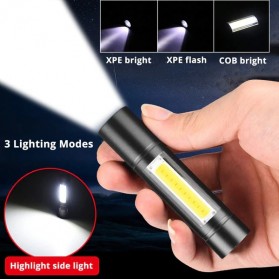 JONCELY Senter LED Mini Flashlight Bright USB Rechargerable XPE+COB - JY031 - Black - 3