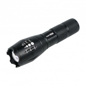 TaffLED Senter LED Tactical USB Rechargable Flashlight Zoomable XML-T6 10000 Lumens - E18u - Black