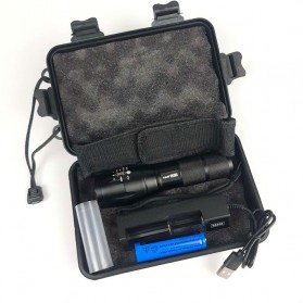 TaffLED Paket Senter LED Tactical Flashlight Cree XM L2 8000 Lumens + Baterai 18650 + Charger - E17 - Black