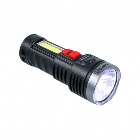 TaffLED Senter LED Flashlight Torch Waterproof USB Rechargeable Cree XPE + COB 7800 Lumens - BL-822 - Black