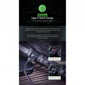 NexTorch Senter LED Flashlight Rechargeable OSRAM P9 1400 Lumens - E51 V2.0 - Black - 8