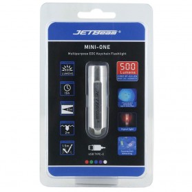 JETBeam Mini One Senter LED USB Rechargeable CREE XP-G3 500 Lumens with RGB + UV Light - Silver - 11