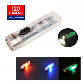 JETBeam Senter LED Mini One SE USB Rechargeable CREE XP-G3 500 Lumens RGB + UV Light - Silver
