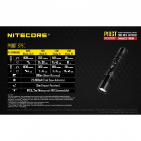 NITECORE P10GT Senter LED CREE XP-L HI V3 900 Lumens - Black - 7
