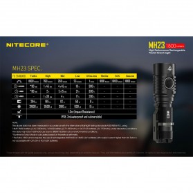 NITECORE Senter LED CREE XHP35 HD 1800 Lumens - MH23 - Black - 7