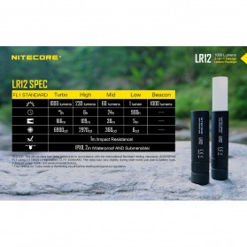 NITECORE LR12 Senter 2in1 Design Lipstick CREE XP-L HD V6 1000 Lumens - Black - 7