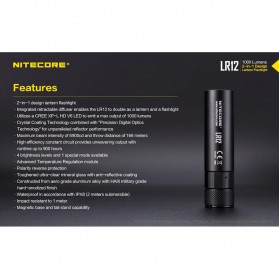 NITECORE LR12 Senter 2in1 Design Lipstick CREE XP-L HD V6 1000 Lumens - Black - 8