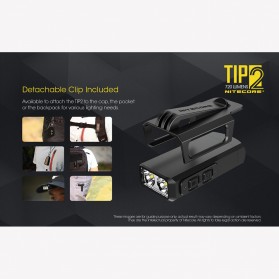 NITECORE Senter LED Mini USB Rechargeable Keychain Flashlight CREE XP-G3 S3 720 Lumens -  TIP2 - Black - 7