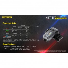 NITECORE NU07 LE Lampu Sinyal LED Mini Headlamp USB Rechargeable 15 Lumens - Black - 10