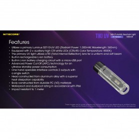Nitecore TIKI UV Mini Senter 365nm 1000mW - Transparent - 9