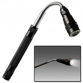 LED Telescopic Flexible Magnetic Pick Up Flashlight - Black