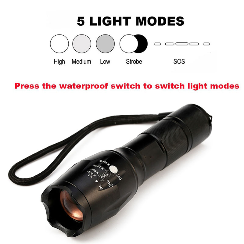 Senter LED Tactical CREE XM-L2 8000 Lumens - Black - 9