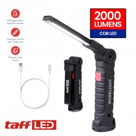 TaffLED Senter Worklight COB Magnetic Flashlight LED 2000 Lumens - 175A - Black