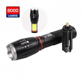 TaffLED Senter LED Torch CREE XM-L T6 8000 Lumens - E17 COB - Black