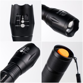 TaffLED Paket Senter LED Tactical Flashlight Cree XM-P50 8000 Lumens + Baterai 18650 + Charger - E17 - Black - 3