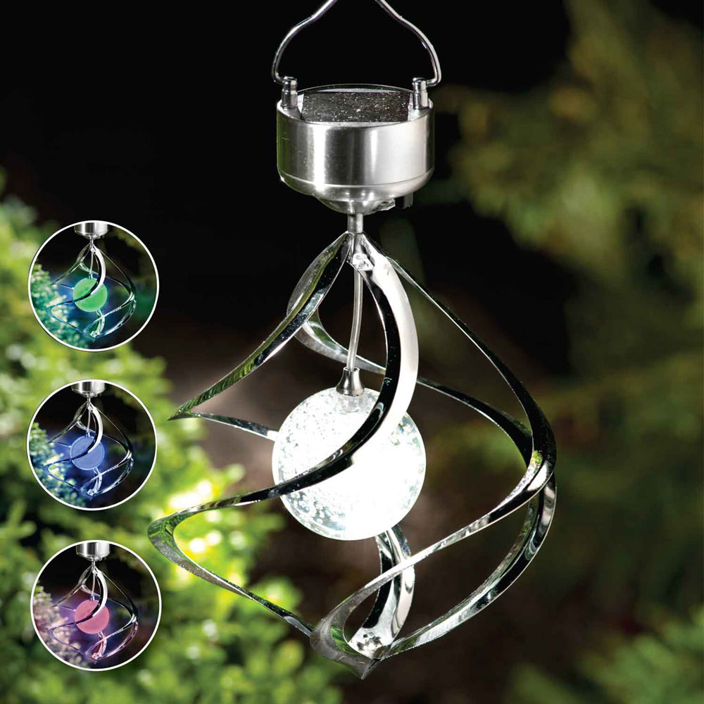 Oasis Wind Spinner Solar Light Silver