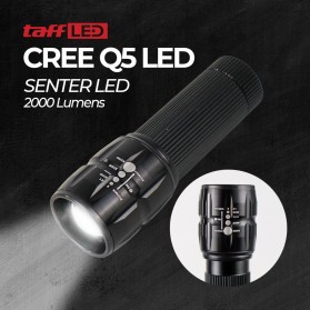 TaffLED Senter LED Flashlight Cree Q5 2000 Lumens - LF000U01 - Black