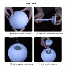 Taffware Air Humidifier Aromatherapy Oil Diffuser Lampu Tidur Simulation 3D Moon Night Light Ultrasonic - Humi AX-08 - White - 4
