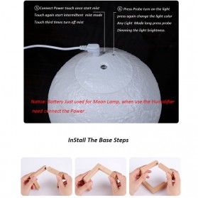 Taffware Air Humidifier Aromatherapy Oil Diffuser Lampu Tidur Simulation 3D Moon Night Light Ultrasonic - Humi AX-08 - White - 5