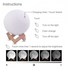 TaffLED Lampu Tidur 3D Printed Moon Night Light Table Lamp 12 cm - ROX-05 - 3