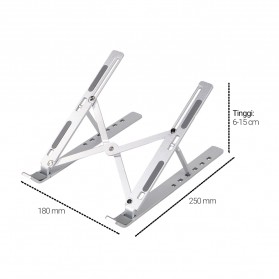 NUOXI Laptop Stand Aluminium Foldable Adjustable 6 Height - N3 - Silver - 7