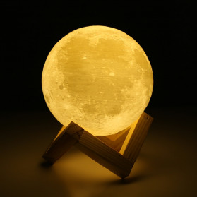 TaffLED Lampu Tidur 3D Printed Moon Night Light Table Rechargeable Lamp 15CM - 3DPML - White - 1