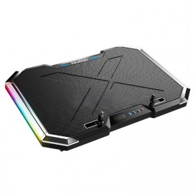 NUOXI MC Gaming Cooling Pad Bantalan Pendingin Laptop LED RGB Light 6 Fan - Q8 - Silver