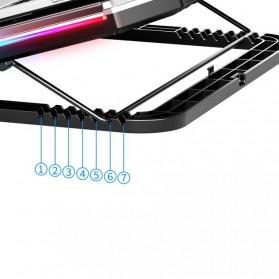NUOXI MC Gaming Cooling Pad Bantalan Pendingin Laptop LED RGB Light 6 Fan - Q8 - Silver - 4