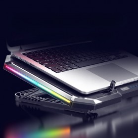 NUOXI MC Gaming Cooling Pad Bantalan Pendingin Laptop LED RGB Light 6 Fan - Q8 - Silver - 6